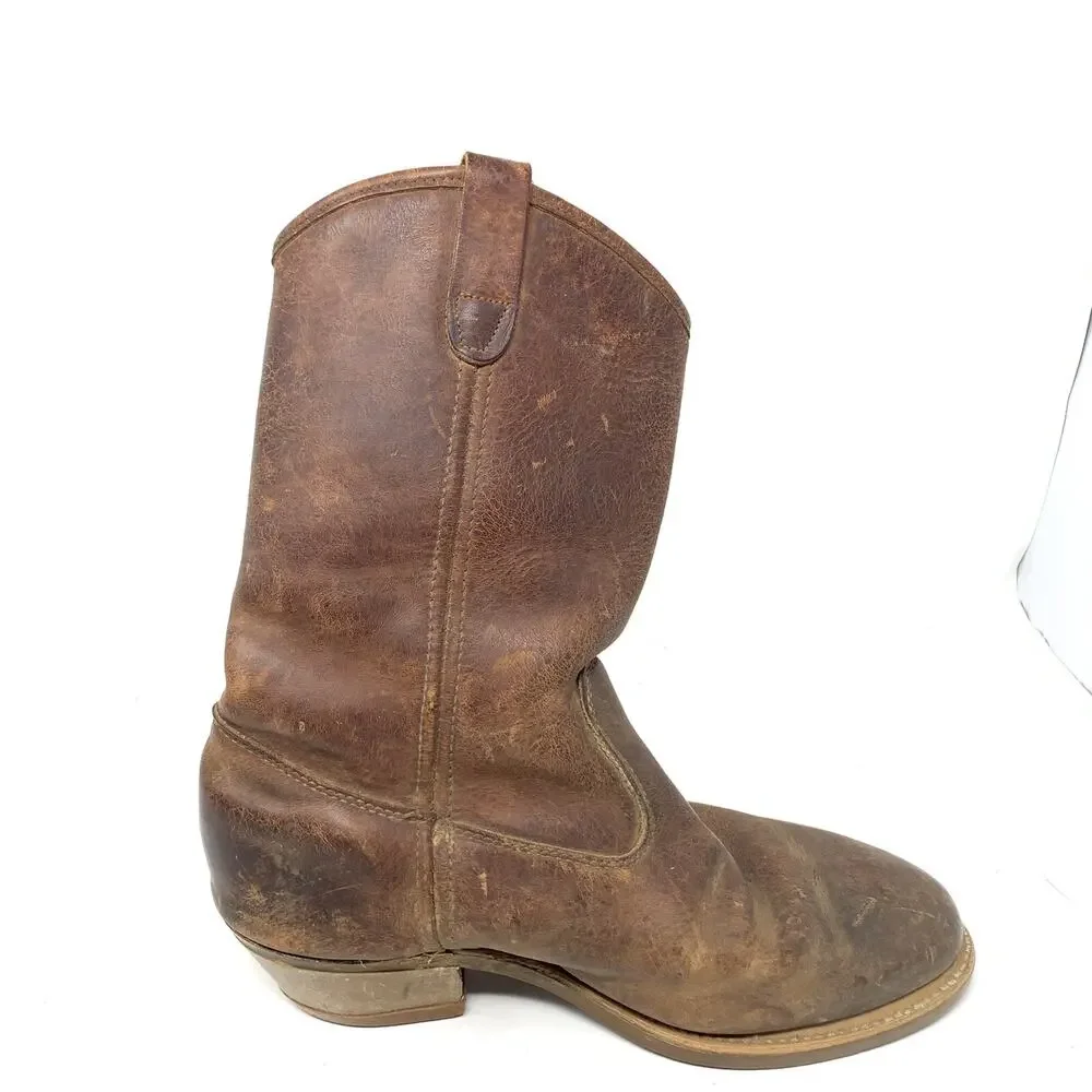 Vintage Matterhorn Brown Size 7.5 EE pull On Boots Vibram Soles Hard-Toe
